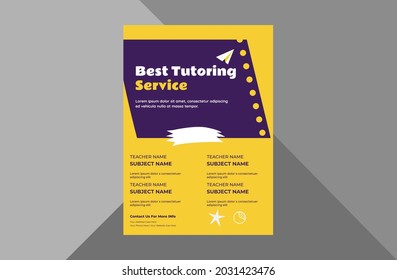 tutoring service promotion flyer design. online tutoring service poster leaflet template. a4 template, brochure design, cover, flyer, poster, print-ready
