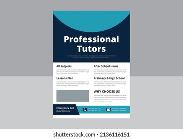 Tutoring Service Promotion Flyer Design. Online Tutoring Service Poster Leaflet Template. Cover, Flyer Design, A4 Size Design.