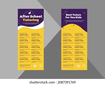 tutoring service promotion roll up banner design. online tutoring service poster leaflet template. cover, roll up banner, poster, print-ready