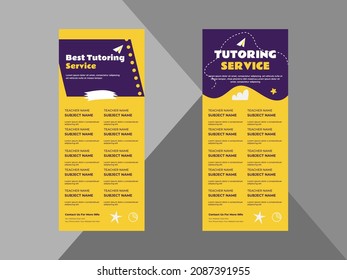 tutoring service promotion roll up banner design. online tutoring service poster leaflet template. cover, roll up banner, poster, print-ready