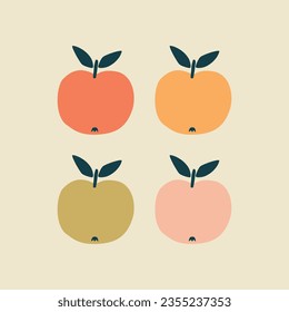 Tutti frutti apples hand drawn vector illustration. Isolated summer fruit in flat style for kids poster or icon.