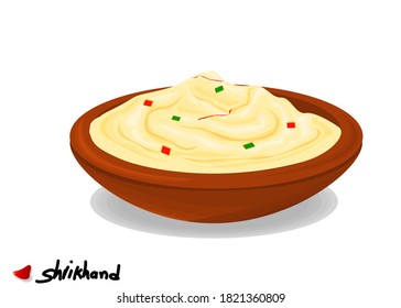 Tutti Frutti Shrikhand indian Sweet Dish Food Vector