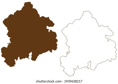 Tuttlingen district (Federal Republic of Germany, rural district, Baden-Wurttemberg State) map vector illustration, scribble sketch Tuttlingen map