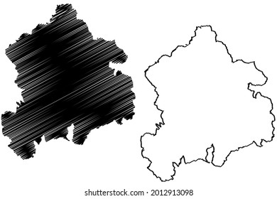 Tuttlingen district (Federal Republic of Germany, rural district, Baden-Wurttemberg State) map vector illustration, scribble sketch Tuttlingen map