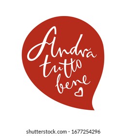 Andrà tutto bene Vector lettering in Italian Everything will be fine set