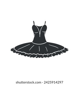 Tutu Ballet Icon Silhouette Illustration. Dancing Vector Graphic Pictogram Symbol Clip Art. Doodle Sketch Black Sign.