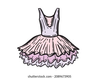Tutu dress, ballerina. Hand drawn illustration.