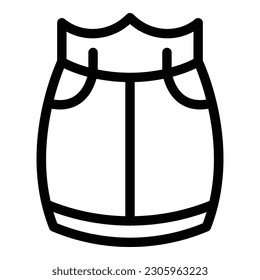 Vector de contorno de icono de falda Tutu. Ropa de tela. Denim casual