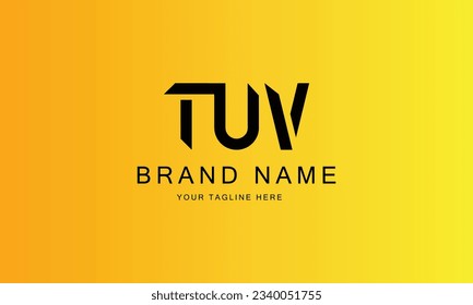 TUV TTU brand minimal professional creative black logo design for all kinds of business with yellow red gradient background template  