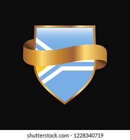 Tuva flag Golden badge design vector