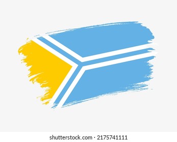 Bandera de Tuva hecha en pincel texturado. Bandera patriótica del país de fondo blanco