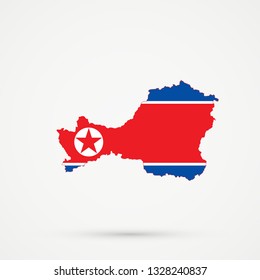 Tuva Republic map in Democratic People's Republic of Korea (DPRK or DPR Korea) flag colors, editable vector.