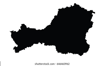 Tuva Republic map vector silhouette illustration isolated on white background. High detailed Russia oblast map shape. Russian federation territory.