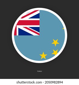 Icono de la bandera circular de Tuvalu aislado en fondo gris oscuro.