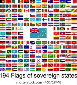Tuvalu, collection of vector images of flags of the world