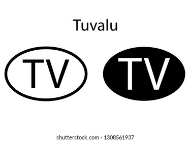 Tuvalu country code icon.  Iso code country domain name.  TV - Tuvalu abbreviated. vector