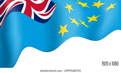 Tuvalu country flag realistic independence day background. Tuvalu commonwealth banner in motion waving, fluttering in wind. Festive patriotic HD format template for independence day