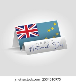 Tuvalu country paper flag standing on the ground. Happy national day flag design.