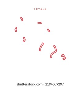 Tuvalu editable outline map. Ellice Islands red border. Country name. Adjust line weight. Change to any color. Vector illustration.