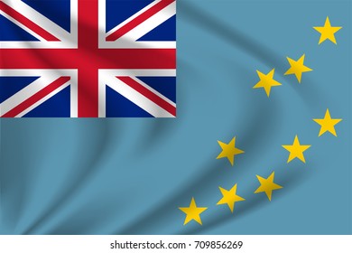 Tuvalu flag background with cloth texture. Tuvalu flag vector illustration.