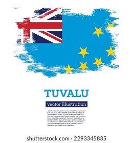 Tuvalu Flag with Brush Strokes. Vector Illustration. Independence Day.