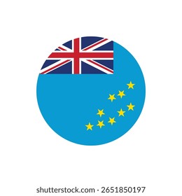 Tuvalu Flag Button. Round Tuvalu flag icon. Tuvalu flag badge Vector for independence day celebration Png on transparent background.