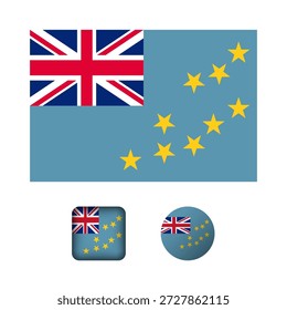 Colección de iconos planos de la bandera de Tuvalu