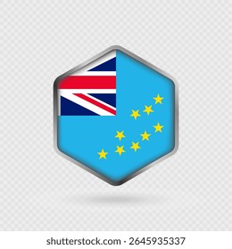 Tuvalu Flag Icon in Hexagon Shape.