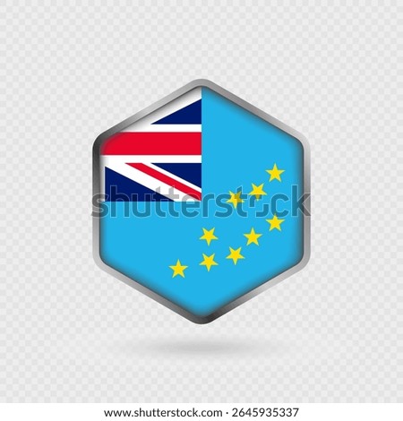Tuvalu Flag Icon in Hexagon Shape.