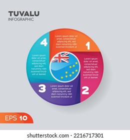 Elemento vectorial infográfico de la bandera de Tuvalu para la ilustración empresarial en forma redonda.