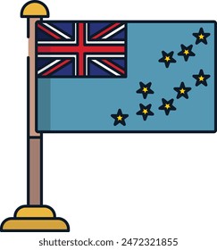 Tuvalu flag linear color vector illustration