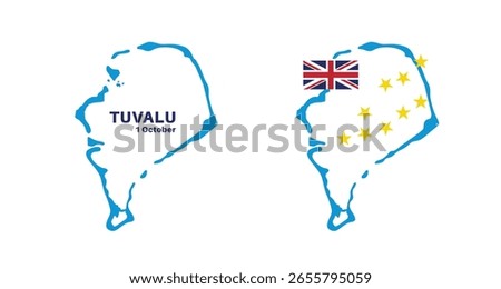  tuvalu flag and map set. tuvalu flag in official colors and proportions., map