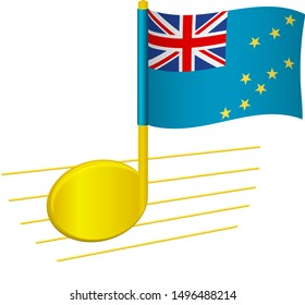 Tuvalu flag and musical note. Music background. National flag of Tuvalu and music festival concept vector illustration
