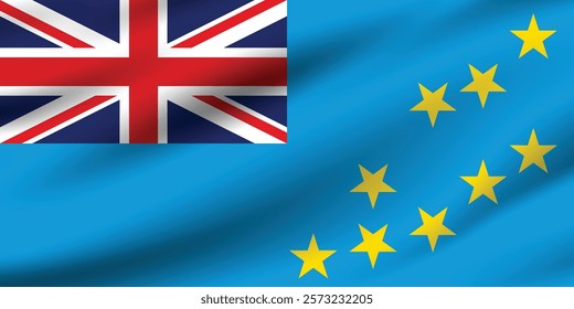 Tuvalu flag official colors and proportion digital vector illustration. Pleated flag.