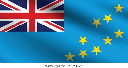 Tuvalu flag official colors and proportion digital vector illustration. Waving flag.