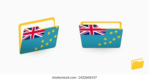Tuvalu flag on two type of folder icon. Vector illustration.