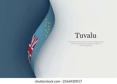 Tuvalu flag on Waving ribbon. Template for independence day