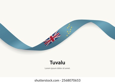 Tuvalu flag on Waving ribbon. Template for independence day