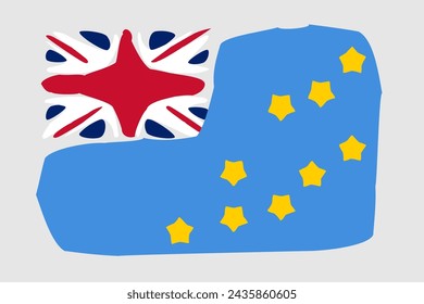 Bandera de Tuvalu - ilustración vectorial de diseño pintado. Estilo de pincel vectorial