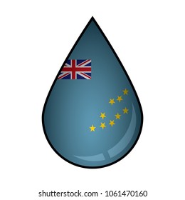 The Tuvalu flag painted on 3D water drop