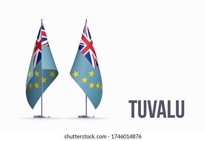 Tuvalu flag state symbol isolated on background national banner. Greeting card National Independence Day of the republic of Tuvalu. Illustration banner with realistic state flag.