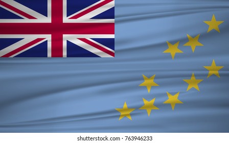 Tuvalu flag vector. Vector flag of Tuvalu blowig in the wind. EPS 10.