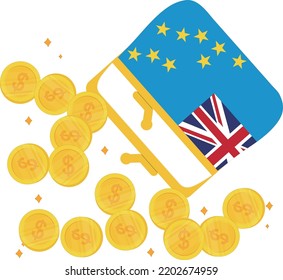 Tuvalu Flag vector hand  drawn,Tuvaluan dollar vector hand drawn