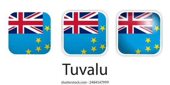 Tuvalu flag vector icons set in the shape of rounded square