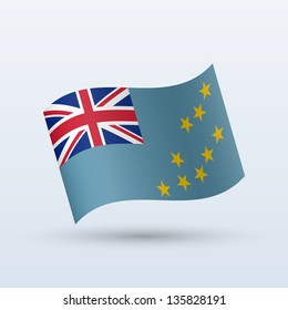 Tuvalu flag waving form on gray background. Vector illustration.