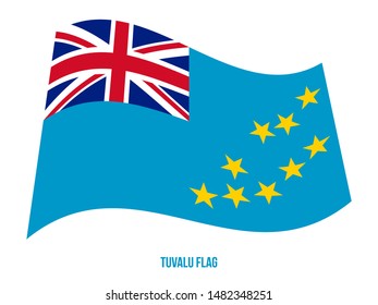 Tuvalu Flag Waving Vector Illustration on White Background. Tuvalu National Flag.