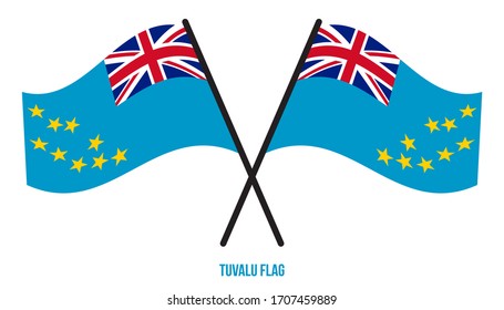Ilustración de vectores ondulados con bandera de Tuvalu sobre fondo blanco. Bandera Nacional de Tuvalu.