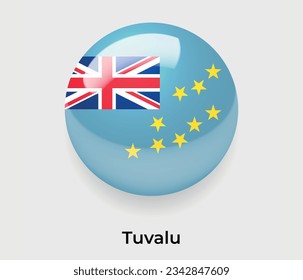 Tuvalu lustroso bandera nacional burbuja forma redonda icono de ilustración vectorial