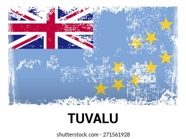 Tuvalu grunge flag isolated vector in official colors and Proportion Correctly. country's name label in bottom. Vector Illustration