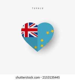 Tuvalu heart shaped flag. Origami paper cut Ellice Islands national banner. 3D vector illustration isolated on white with soft shadow.